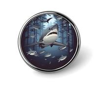 Funny Sharks Design Badges Circle with Button Design, Personalized Picture Pin Brooches, Round Badge Holders for Decorate Hat Shirt Clothing Bag Accessories