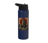 Funny Sharkzilla Japanese Art Vintage Shark Lover Stainless Steel Insulated Water Bottle