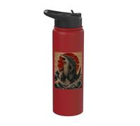 Funny Sharkzilla Japanese Art Vintage Shark Lover Stainless Steel Insulated Water Bottle