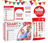 Funny Shart Survival Kit | Poop Prank Gag Gift Set Includes Wet Wipes, Underwear, Tissues and Hilarious Badge | Novelty Fart Potty Pack Great for Friends or Family