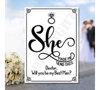 FUNNY She made me send this Will you be my Best Man Groomsman Usher Page Boy Ring Bearer Mate (White Glossy Photo Paper 260 gsm, Postcard)
