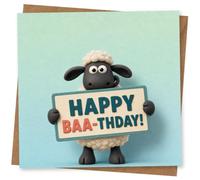 Funny Sheep Birthday Card with 'Happy Baa-thday!' Message, Cute Sheep Design for Birthday Celebrations