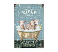 Funny Sheep Decor Bathroom and Bathtub Decor Bath Soap Vintage Metal Poster Sign Decor-Goat Lovers Gift Farm Retro Aluminum Metal Tin Sign for Home Wall Bar Bathroom 8x12 Inch