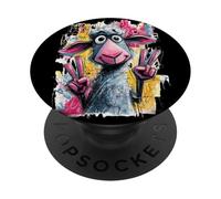 Funny Sheep Double Peace Graffiti Pop Character Graphic PopSockets Adhesive PopGrip