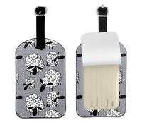 Funny Sheep,Luggage Tags Pu Leather Name Tag Travel Suitcase Identifier ID Tags Durable Baggage Label 2 pcs