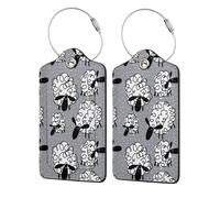 Funny Sheep,Luggage Tags Pu Leather Name Tag Travel Suitcase Identifier ID Tags Durable Luggage Label 2 pcs
