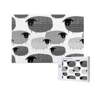 Funny Sheep On Gray Background,1000 Pieces Wooden Jigsaw Family Game Jigsaw Puzzles for Adults Teens Home Decor