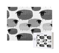 Funny Sheep On Gray Background,500 Pieces Wooden Jigsaw Family Game Jigsaw Puzzles for Adults Teens Home Decor