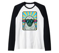 Funny Sheep Wearing Sunglasses Animal Humour Jokes Raglan Baseball Tee