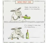 Funny Sheep Wine Bottle First Aid Happy Birthday Card - Humour Greeting Card
