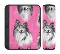 Funny Shetland Sheepdog Dogs Hot Pink 2 Pack car Accessories Seatbelt Covers Release Stress to Your Neck and Shoulders for Van forro para cinturon de seguridad