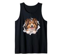Funny Shetland Sheepdog Peeking Cute Dog Lover Mom Dad Tank Top
