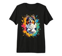 Funny Shetland Sheepdog Splash Art Shetland Sheepdog Lovers Premium T-Shirt