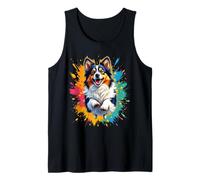 Funny Shetland Sheepdog Splash Art Shetland Sheepdog Lovers Tank Top