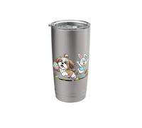Funny Shih Tzu Bunny Easter Egg Kids Mens Womens Easter Day Stainless Steel Insulated Tumbler