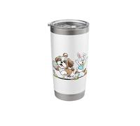Funny Shih Tzu Bunny Easter Egg Kids Mens Womens Easter Day Stainless Steel Insulated Tumbler