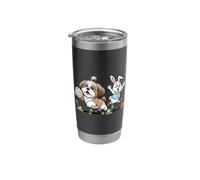 Funny Shih Tzu Bunny Easter Egg Kids Mens Womens Easter Day Stainless Steel Insulated Tumbler