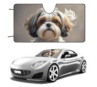 Funny Shih Tzu Dog Car Windshield Sun Shade, Reflector Car Sun Visor, Foldable Front Window Sunshade Cover, Heat Insulation, Blocks UV Rays, Keeps Vehicle Cool, for SUV Truck(55"x30")