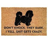 Funny Shih Tzu Entrance Doormat - Don't Knock They Bark I Yell Gets Crazy - Bold Quote for Porch - Patio - Indoor Decor - Durable Non Slip Floor Mat - Pet Owners - Everyday Use