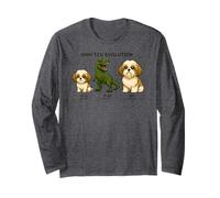 Funny Shih Tzu Evolution Dinosaur Mom Dad Kids Long Sleeve T-Shirt