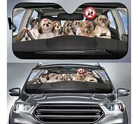 Funny Shih Tzu Family Driving No Cats Allowed Front Windshield Sunshade Block Uv Rays Sun Visor Protector Heat Protection Car Windscreen Cover Universal For Suv Vans Cars S