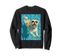 Funny Shih Tzu in Sunglasses Cool Dog Swimming Summer Vibes Sweatshirt