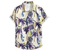 Funny Shirts for Men Festival Clothes, Artistic and Fresh Style Loose Fit Light and Elegant with Buttons Rich Layered Prints Vacation Soft and Chic Against the Skin