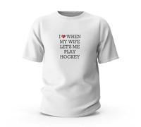Funny Shirts for Women I Love When My Wife Let's Me Play Hockey T-Shirt Funny Men Shirts Womens Funny Graphic Tees(M)