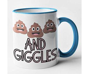 Funny Shits and Giggles Mug - Birthday/Christmas Gift (Blue)