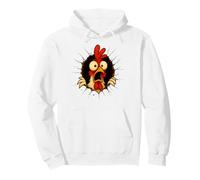 Funny Shocked Chicken Rooster Cracks Mug Wall Crazy Farm Pullover Hoodie