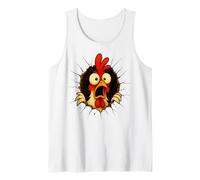 Funny Shocked Chicken Rooster Cracks Mug Wall Crazy Farm Tank Top