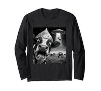Funny Shocked Cow UFO Abduction Conspiracy Theories Alien Long Sleeve T-Shirt
