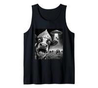 Funny Shocked Cow UFO Abduction Conspiracy Theories Alien Tank Top