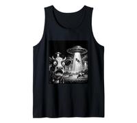 Funny Shocked Cow UFO Abduction Farm Alien Spaceship Beam Tank Top