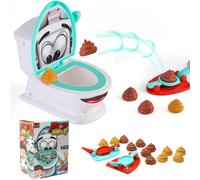 Funny Shoot Poop Game for Kids,Novelty Family Game Toilet Creative Toy with 12 Soft Plastic Toy Poops and 2 Launchers,Family Party Poop Shoot Game Toy