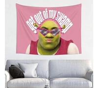 Funny Shrek Pink Tapestry Get Out Of My Swamp Meme Tapestry Wall Hanging Dorm Backdrop Home Decor for Bedroom Living Room (40 x 30 in)