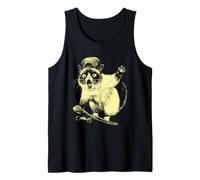 Funny Siamese Cat Skateboarder Animal Art Skater Graphic Tank Top