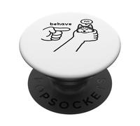 Funny Siberian Husky Dog Behave No Stubborn Meme Cartoon PopSockets Adhesive PopGrip