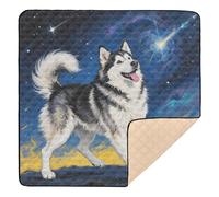 Funny Siberian Husky Dog Oil Painting Large Sturdy Baby Playmat for Floor Portable Foldable Infant Play Mat for Babies Infants Toddlers, 50'' x 50''alfombra de juego