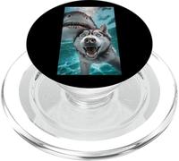 Funny Siberian Husky Dog Selfie with Shark Ocean Lover 2025 PopSockets PopGrip for MagSafe
