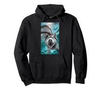 Funny Siberian Husky Dog Selfie with Shark Ocean Lover 2025 Pullover Hoodie