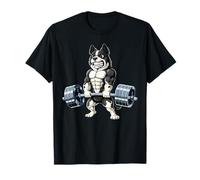 Funny Siberian Husky Lifting Weights Gym Workout Dog T-Shirt