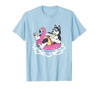 Funny Siberian Husky Pool Float Flamingo Summer Party Vibes T-Shirt