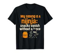 Funny Sibling Ninja Snack Thief Cartoon novelty T-Shirt