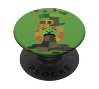 Funny Sick Leprechaun St Patricks Day Patchwork Design PopSockets Adhesive PopGrip