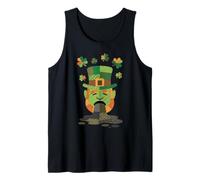 Funny Sick Leprechaun St Patricks Day Patchwork Design Tank Top
