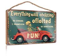 Funny Sign Decor Skull In Convertible: Embrace Life'S Unexpected Journeys! Wooded Sign Pool Decorations Outdoor Bar Signs For Home Bar(15X28CM)