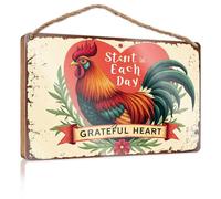 Funny Sign Decor Start Each Day With A Grateful Heart Wooded Sign Pool Decorations Outdoor Bar Signs For Home Bar(20X30CM)