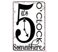 Funny Sign For Work Metal Road Sign It's 5 O'Clock Somewhere Beach Tin Sign Chic Art Wall Metal Decorations Funny Iron Plaque Signs Gift for Living Room Office 8x6 inch