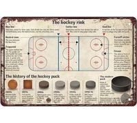 Funny Sign The Hockey Rink Infographic Metal Tin Signs Wall Decor Hockey Player Knowledge Retro Posters Hockey Club Home Garage Farmhouse Plaque Tin Sign 8x12 Inch